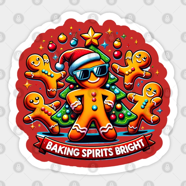 Baking Spirits Bright Gingerbread Man Funny Christmas Quote Design Sticker by The Little Store Of Magic